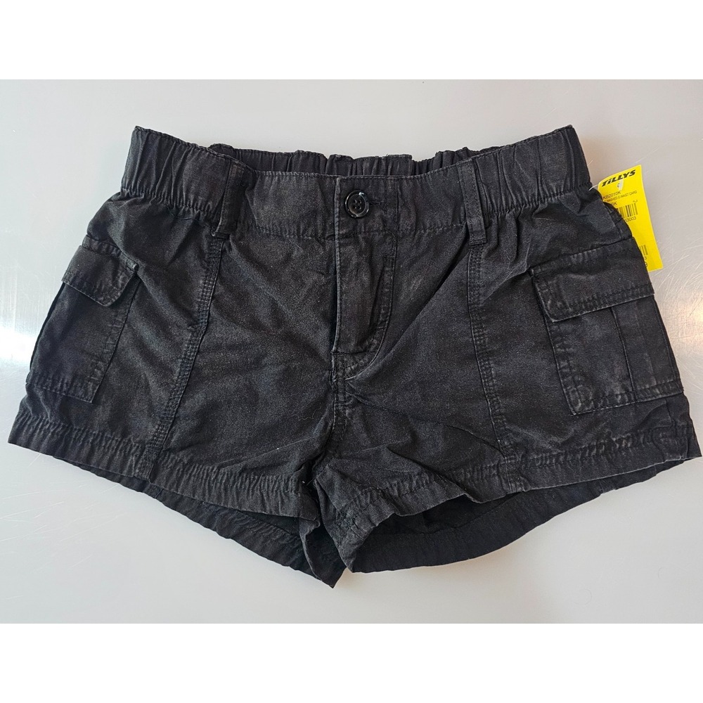 Full Tilt Shorts Girls M Washed Black Cargo Pockets Stretch Waist Tillys Shorts